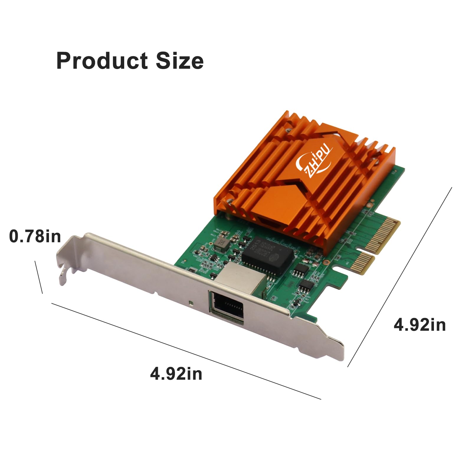 Adattatore di rete Ethernet PCIex4 10G RJ45, scheda di rete NIC RJ45 a porta singola, velocità dati 10/100/1000M/2,5G/5G/10Gbps, supporta Windows Server/Windows/Linux/Ubuntu, marrone