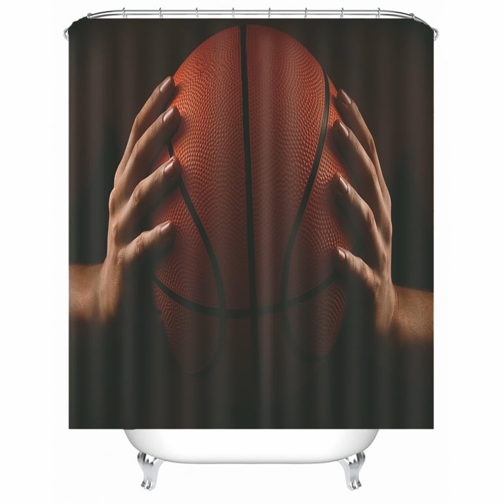 Rideau de douche basket noir lavable pour baignoire ado et famille