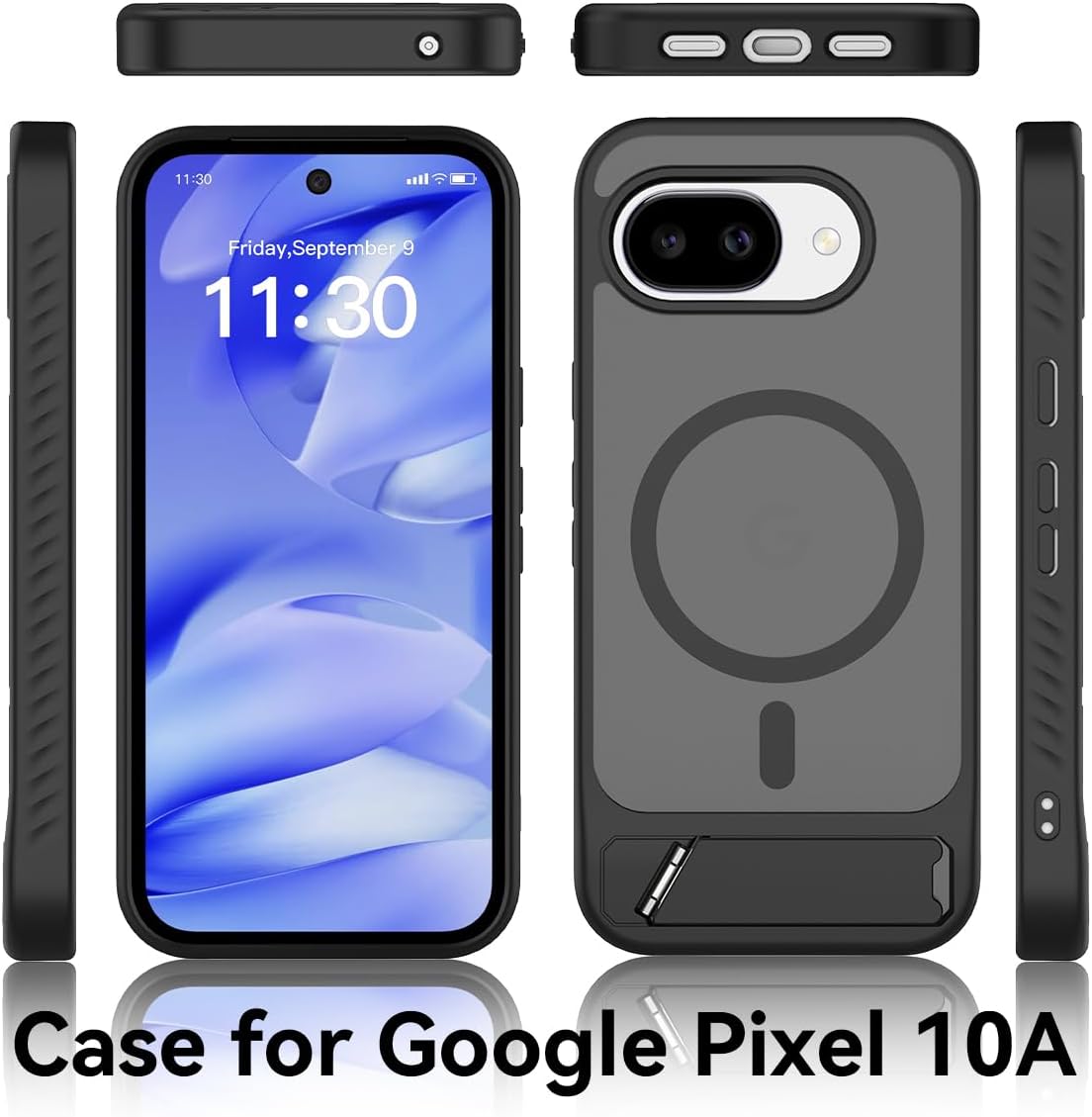 HXY Magnetic for Google Pixel 10a Case with Kickstand, Compatible with MagSafe, Slim Fit Military Grade Drop Protection Shockproof Anti-Fingerprint Phone Case for Pixel 10a (Rose red)