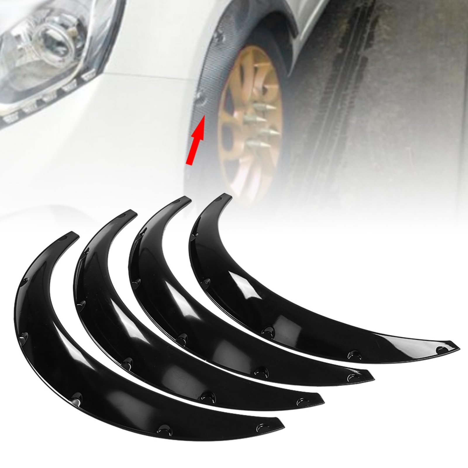 Kit Universel d'¨¦largisseurs d'Ailes, 4 Pi¨¨ces, 900mm/35cm, Garde-Boue Flexible Avant et Arri¨¨re pour Voiture, Protection de Carrosserie Large