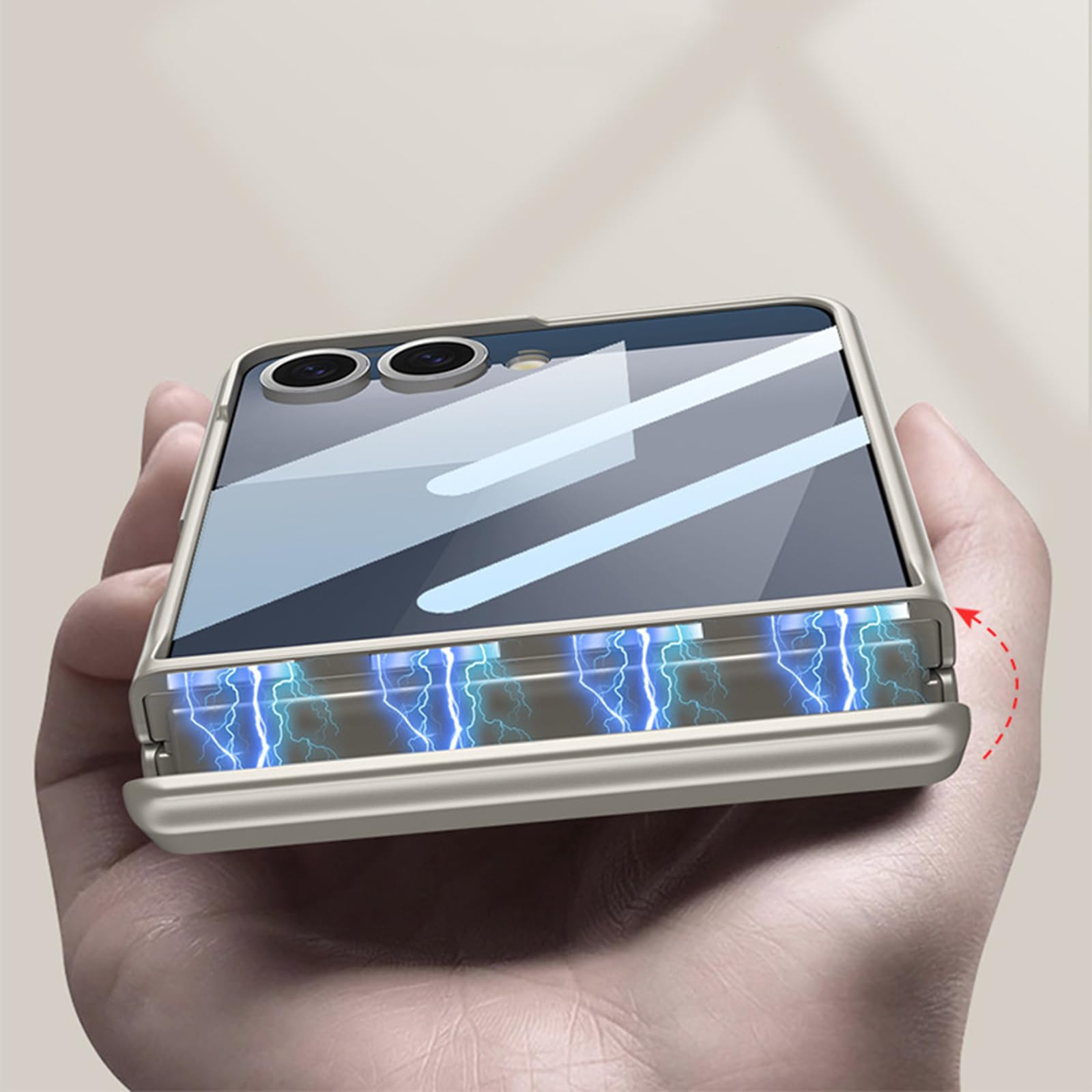 Sottile Custodia per Samsung Galaxy Z Flip 8, Duro PC Glassata Anti-Graffio