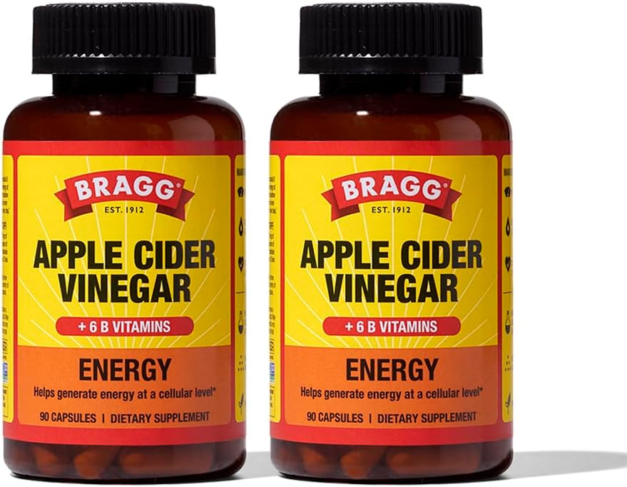 Energy Apple Cider Vinegar Capsules with B-12 Vitamins - 90 Capsules (2 Pack) – Weight Management - Non-GMO, Vegan, Gluten Free - Helps Generate Energy at Cellular Level for Men and Women