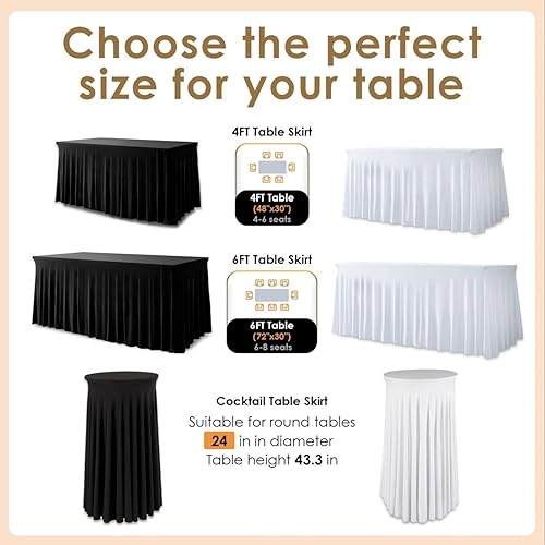 Miniatura 6 de Your Magic Moment Falda redonda de mesa de cóctel, mantel negro para mesa de highboy, mantel redondo de elastano, ajustable para mesas de 24