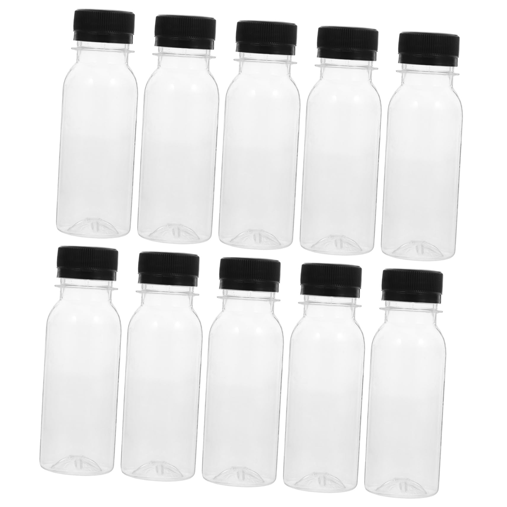Mobestech 10pcs Clear Reusable Dispenser Bottles Lightweight Beverage Jars Caps for Juices Party Favors and Lunch Additions