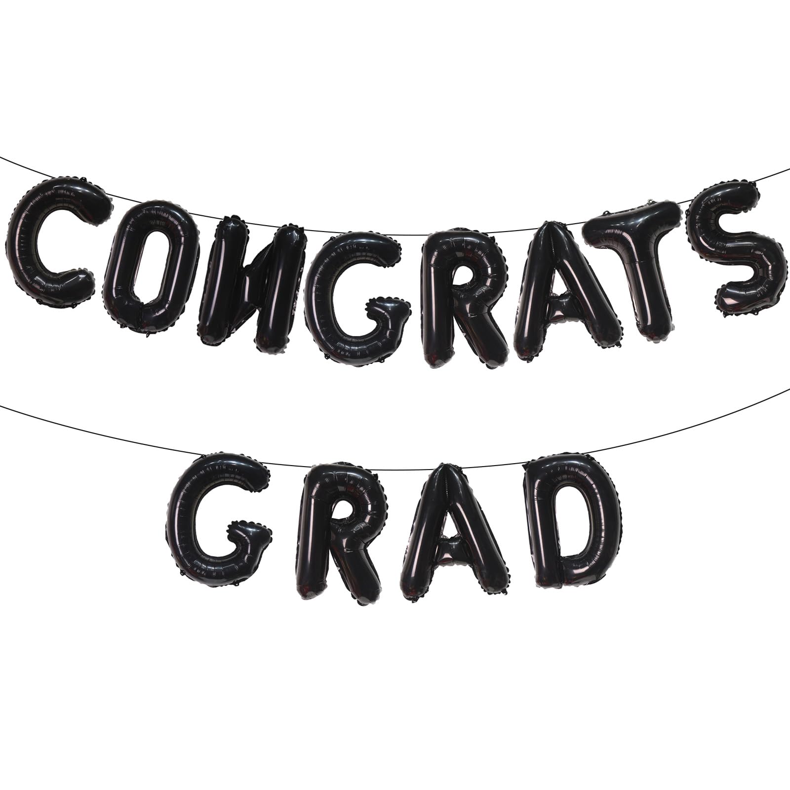 KALOR 16 Inch Black Congrats Grad Banner Balloons, Black Congrats Grad Letters Sign, Graduation Decorations 2026 for Graduation Party Decorations 2026