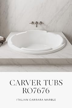 Carver Tubs - RO7676 - Modern White Fiberglass Soaking Bathtub for Bathrooms, White Circle Two Person Acrylic Bath tub - Drop In Tub for Bathroom - Deep Relaxing Soak - 76"L x 76"W x 24"H