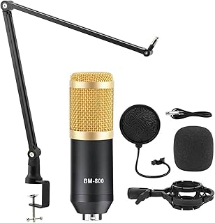 Sound Card Kit Microphone Studio V8 Sound Card Phantom Power Kits Bm800 Condenser Microphone For PC Computer Recording Karaoke Streaming Studio Setup For Recording Music ( Color : Gold Mic kits 1 , Si