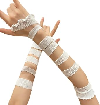 Bandages Gloves For Women Japanese Arm Sleeves Animes Costume Fingerless Arm Gloves For Nightclub Dress Up