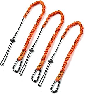 Tool Lanyard, Safety Tool Lanyard with Carabiner Clip, Shock Absorbing Retractable Safety Lanyard Bungee Chord, Retractable Tool Lanyard, Fall Protection Lanyard - 2 Set