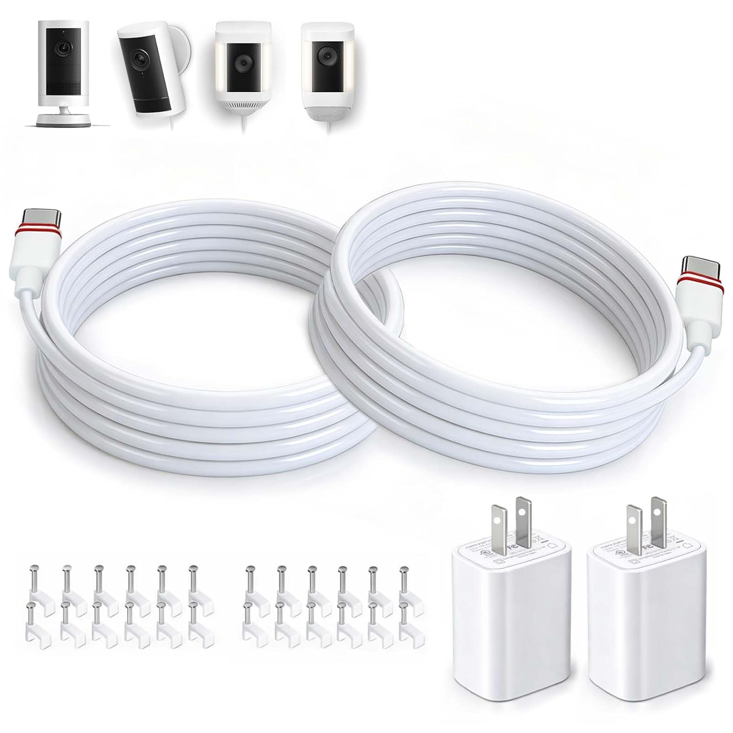 10FT Power Adapter for Ring Outdoor Cam Plus/Pro, Wired Mode, 2-Pack
