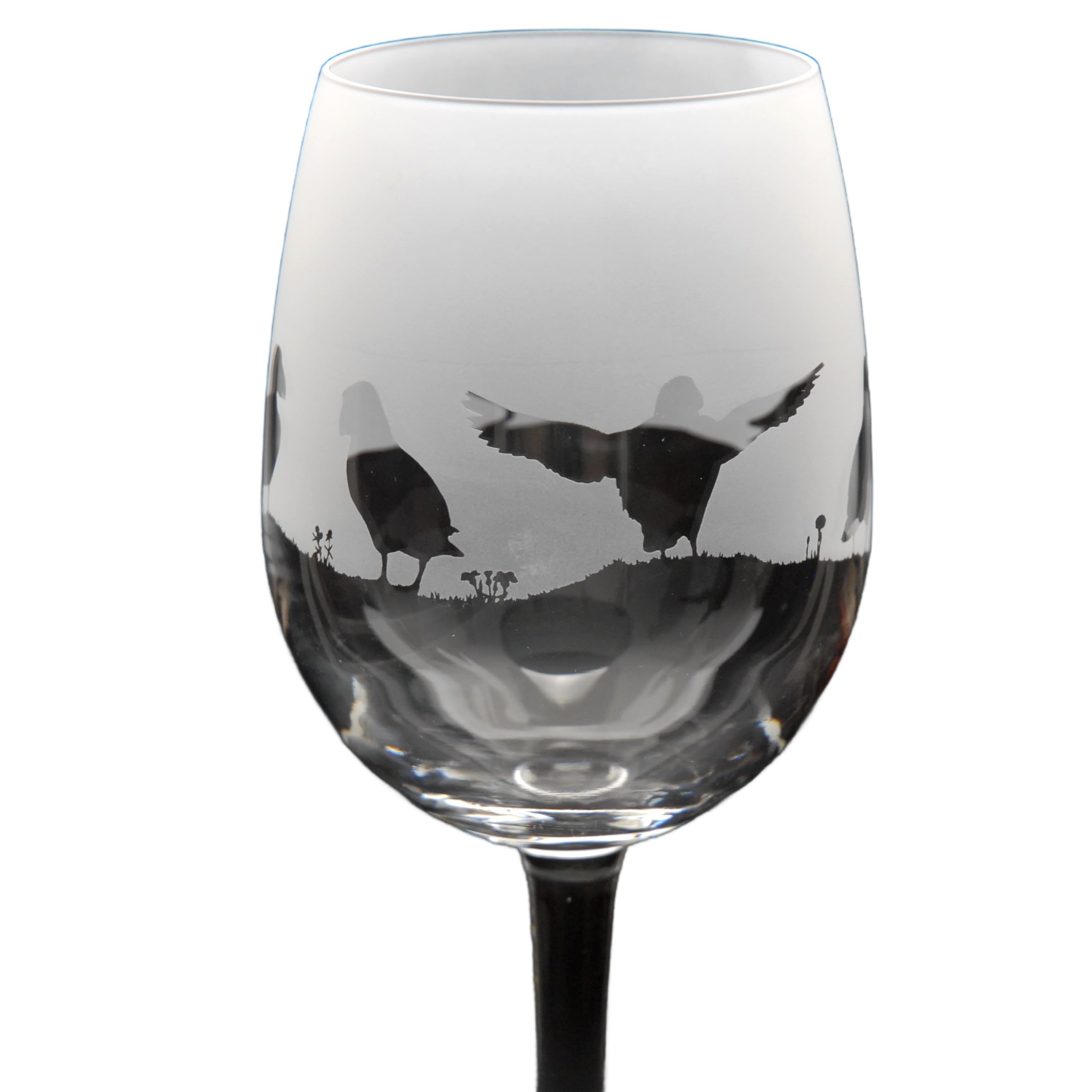 GLYPTIC Glass Art Puffin Hand Etched/Engraved Crystal Wine Glass — image 1