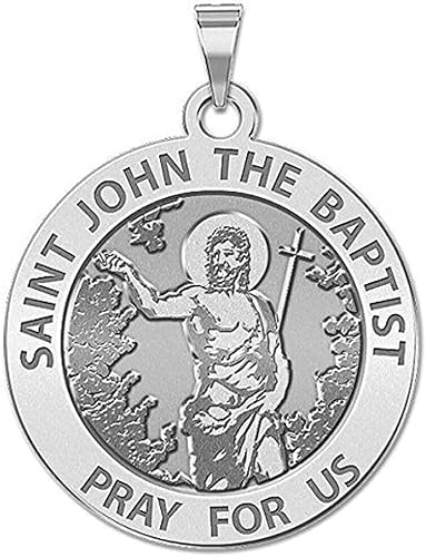 PicturesOnGold.com Medalla religiosa de San Juan Bautista, tamaño de níquel de 34 pulgadas, plata de ley, joyería de protección, regalos cristianos