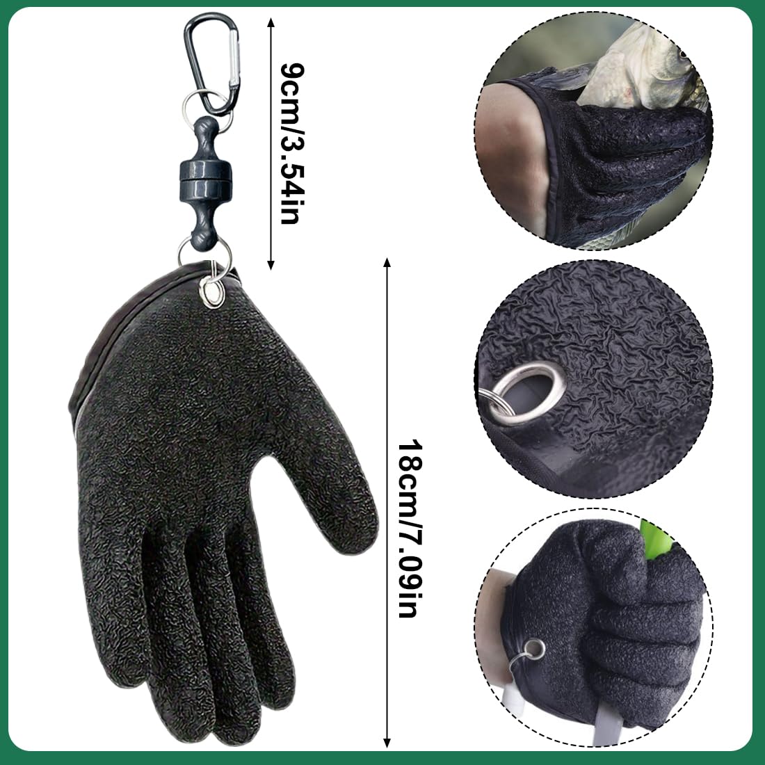 1 par Guantes impermeables para pesca y caza, resistentes a cortes y pinchazos, con 2 cierres magnéticos, para manipular lucio, siluro y lucioperca con seguridad