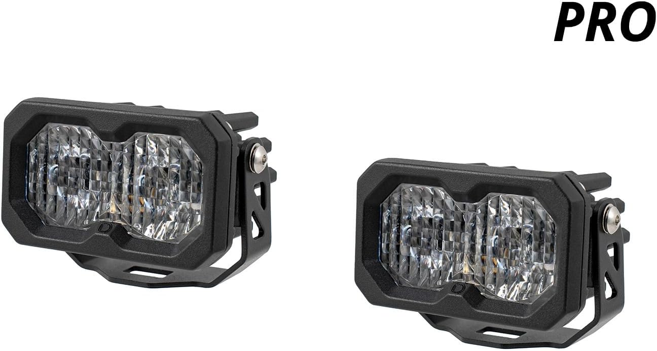 C2 2.0 SAE/DOT White Pro Standard LED Pod (pair), SAE Fog/Wide w/Amber Backlight