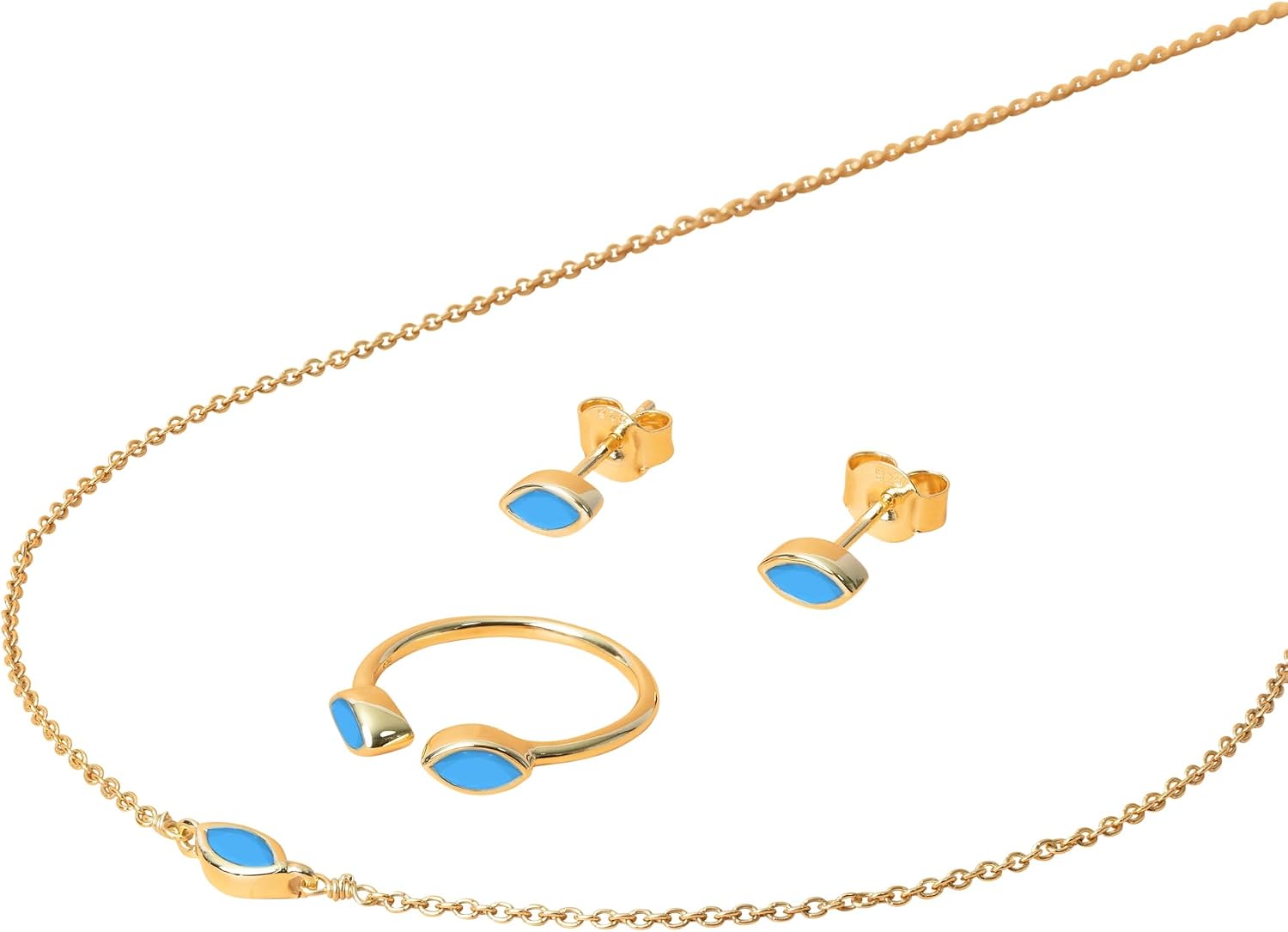 Simple Style 18K Gold Plated Lightning Crystal Marquise Garnet January Birthstone Necklace Jewelry Set Collection for Women