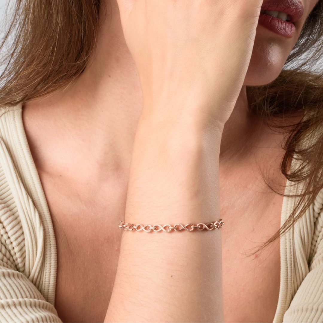 TJC Infinity Bracelet for Women - 925 Sterling Silver Link Bracelets w/Extender - Perfect Birthday, Christmas, Anniversary or Valentine's Gift for your Mum, Wife, Sister, Girlfriend, Nan or Grandma