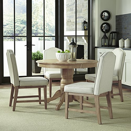 Homestyles Round Classic Dining Table, Light Brown With White Washed Finish, W-42”, D-42”, H-30 #TOP2
