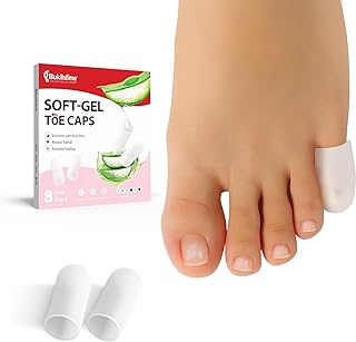 Gel Pinky Toe Sleeves Toe Protectors - Bukihome 8 Pack Silicone Toe Caps with Aloe Vera Extract - Toe Protections Cushions for Women & Men - Protect Corns, Blister