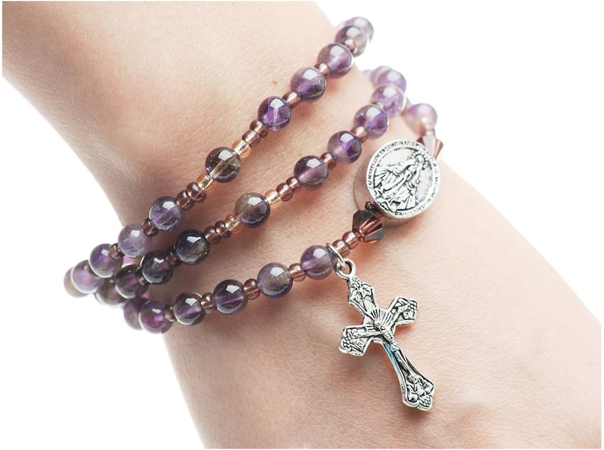 6mm Genuine Amethyst Beads Full Rosary Stretchable and Twistable Bracelet