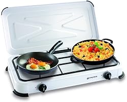 KEMPER - Plaque de cuisson gaz 2 feux portable 2600W Blan…