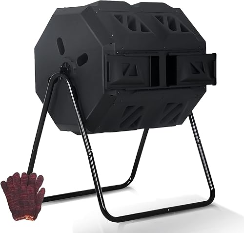 Contenedor de compostaje para exteriores, doble cámara, capacidad de 43 galones, sin BPA, giratorio por lotes, con puertas correderas, compostador disponible en Yaxa Colombia