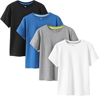 LAPASA Kids T-Shirts Short Sleeve 4 Pack 100% Cotton Plain Top Tees Boy & Girl Unisex Toddler Children Tie Dye Summer K01
