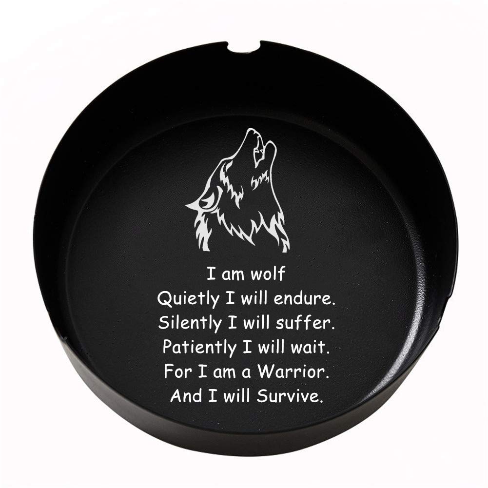 Stainless Steel Wolf Ashtray,Indoor Outdoor Cigarette Ash Holder for Office Home Patio,Gifts for Wolves Fans