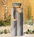 Bowl and Pillar Zen Modern Outdoor Floor Water Fountain 34 1/2" High with LED Light Cascading for Garden Patio Backyard Deck Home Lawn Porch House Relaxation Exterior Balcony - John Timberland