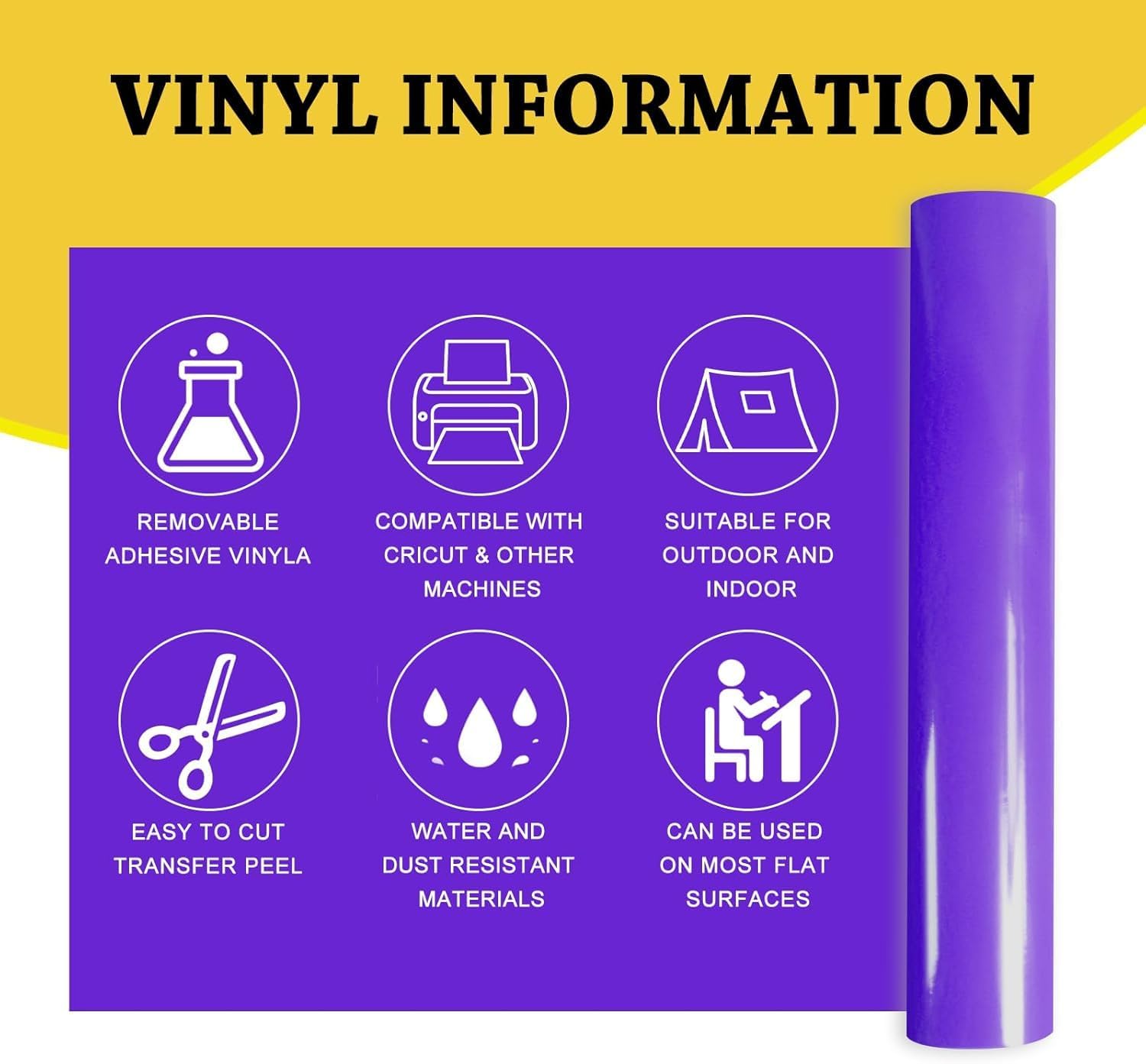 52 Pack 13×12 in Removable Adhesive Vinyl Compatible with Cricut Maker 4/3