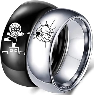 Spiderman Couples Ring for Him and Her,Crown Heart Lovers Ring Anniversary Promise Wedding Band Stainless Steel Comfort Fit