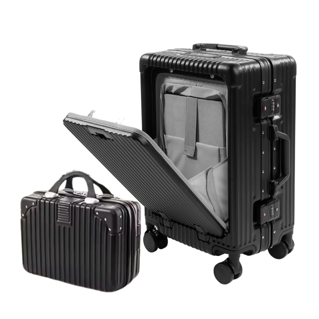 Quest Pro Cabin Zipless Aluminium+ PC Suitcase Trolley Bag with Vanity/Kids Bag/Makeup kit, Laptop Sleeve, USB Port, Mobile-Cup Holder, Hooks, TSA Lock, Noiseless 360° 8 Wheels (White)-image-37