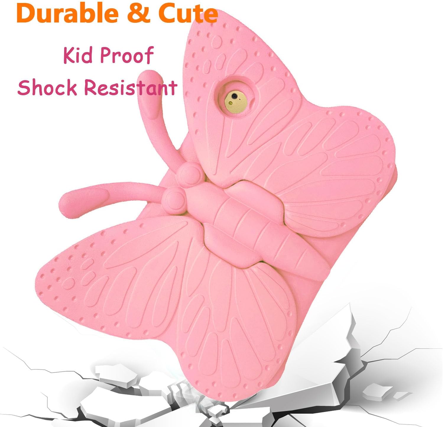Tading Kids iPad 6th Generation Case, iPad 5th Generation Case, iPad Air 2 Case for Kids,Cute Butterfly Shockproof EVA Foam Super Protection Stand Cover for 9.7" iPad Air/Air 2 iPad 2017/2018 - Pink