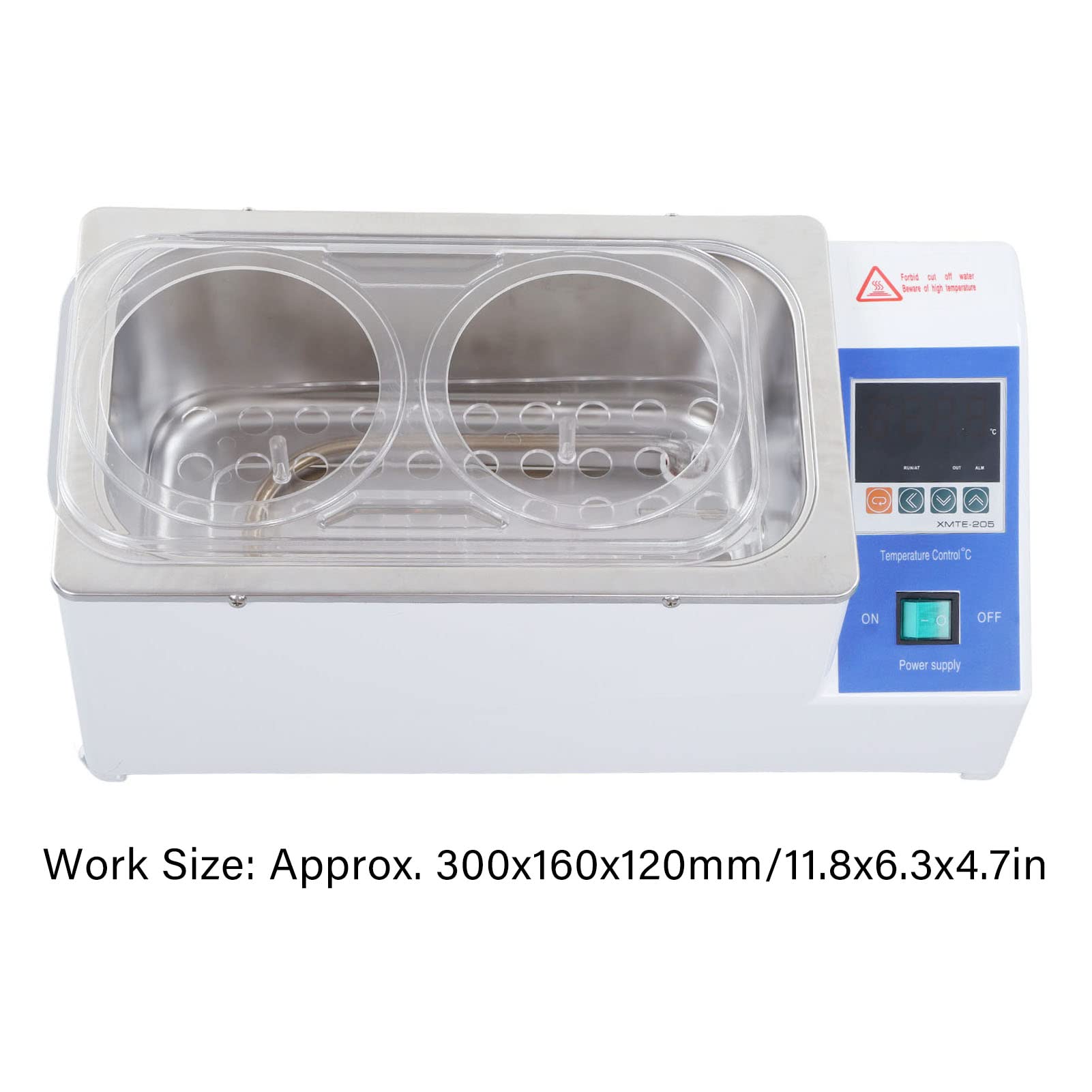 SEAFRONT Labor Wasserbad Thermostatheizung 600W 2 Loch Digital Thermostat Wasserbad WasserbadbehäLter mit Konstanter Temperatur und Zeitsteuerung EU Stecker 220 V
