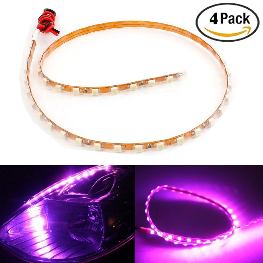 Lot De 4 Bandes LED EverBright 45 Cm – Bleu, 12V, Étanches IP67, 400 Lumens – Pour Décoration Intérieure Auto Et Maison