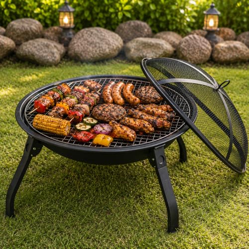 Cuisiland Outdoor Fire Pit & BBQ Grill, Wood and Charcoal Burning Round Dia 55cm/22 inch by Cuisiland - Image 2