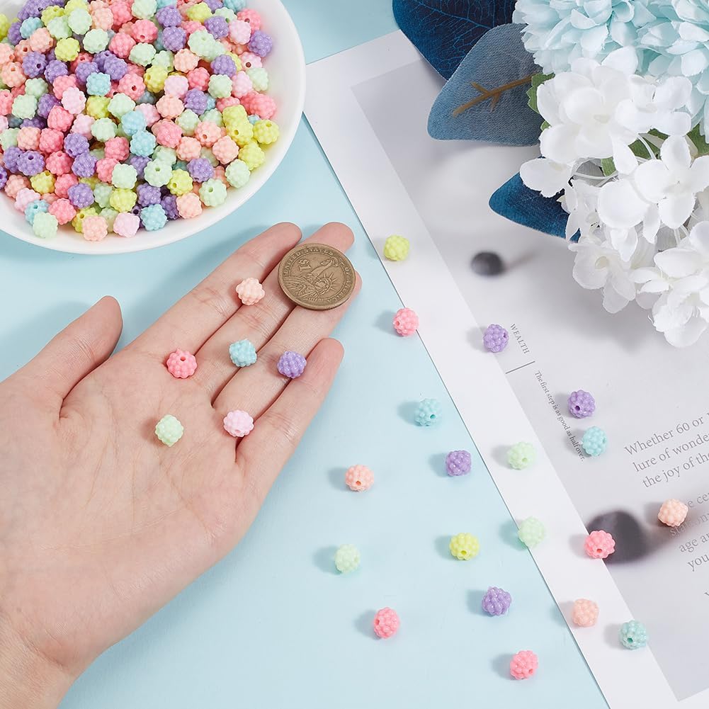 About 1420 Pcs Plastic Berry Beads, 9.5mm Opaque Plastic Waxberry Beads Loose Round Spacer Beads Center Drilled Bead for Jewelry Bracelet Necklace Beadable Pens Making