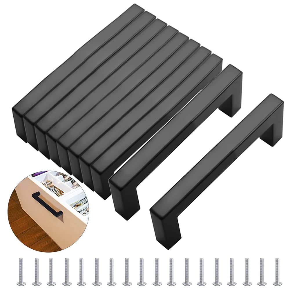 Tiradores para armarios de cocina TopHomer negros en acero inoxidable de 192 mm