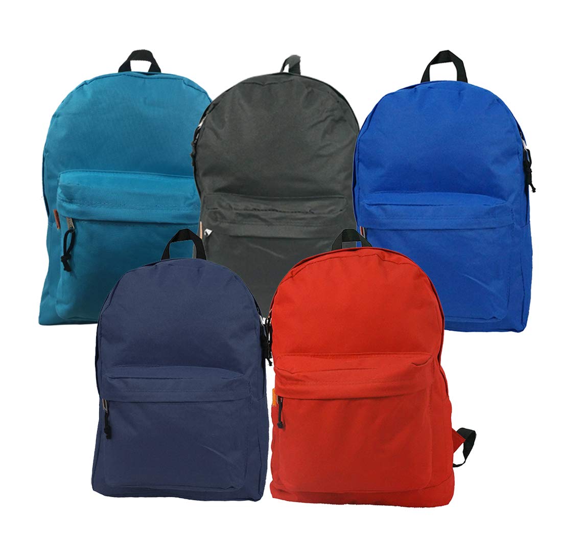 K-Cliffs Wholesale 16 5 Inch Backpacks -pack of 5-pcs Multicolored Bulk School Bags