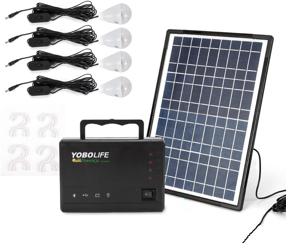 Amazon.com : Solar Generator with Solar Panel and 4 LED Bulbs, Portable ...