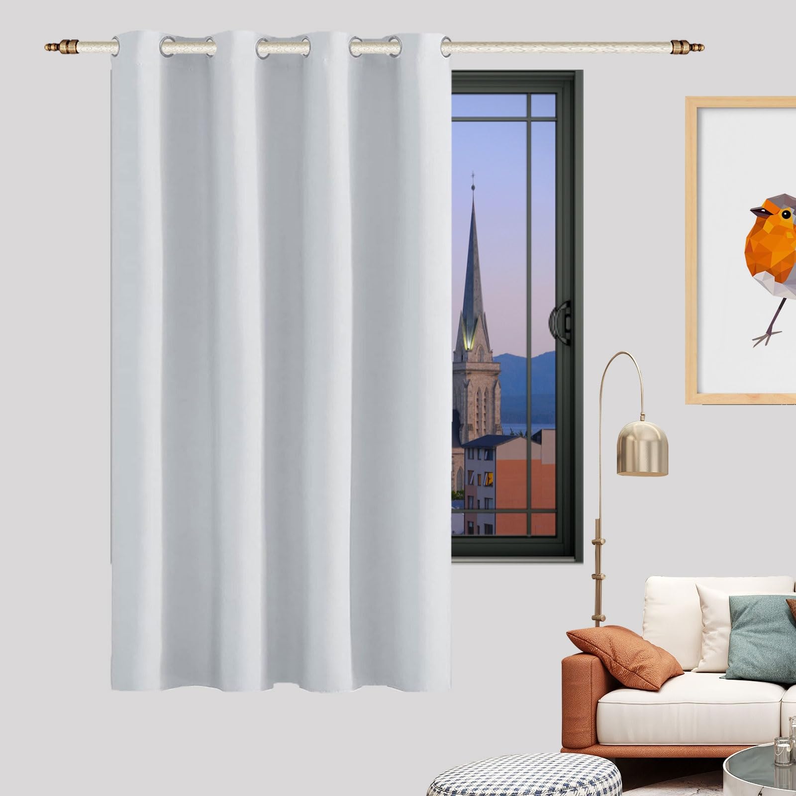 LIUWEIE Frio y Calor Cortinas 165 x 100 cm 1 Pieza (Ancho X Alto), Blackout, Opacas Cortinas Dormitorio Juvenil con Ojales Bonitas, Color Sólido para Ventanas Salon, Blanco