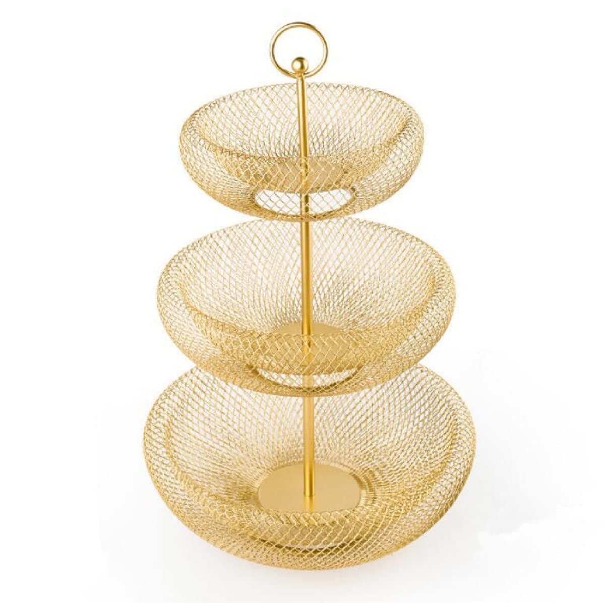 3 Piani Cesto Portafrutta Moderno, Cesto Frutta Metallo,per Frutta E Verdura Snack, Oggetti Domestici,d'oro