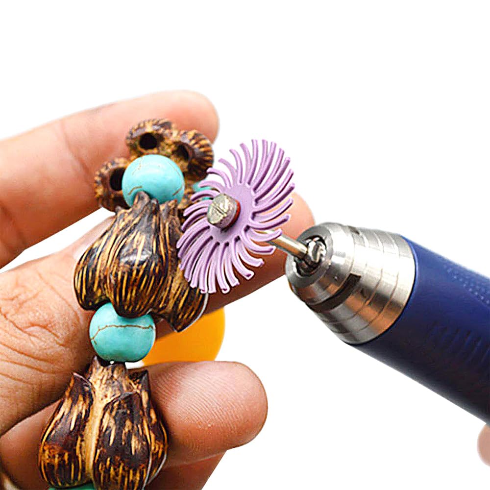 Disque à Poils radiaux de 42 pièces de 25 mm, Ensemble de brosses de ponçage à Grains Mixtes avec Manche de 3 mm, Roue de Polissage pour Le Nettoyage, la Finition, l'ébavurage, Le Polissage