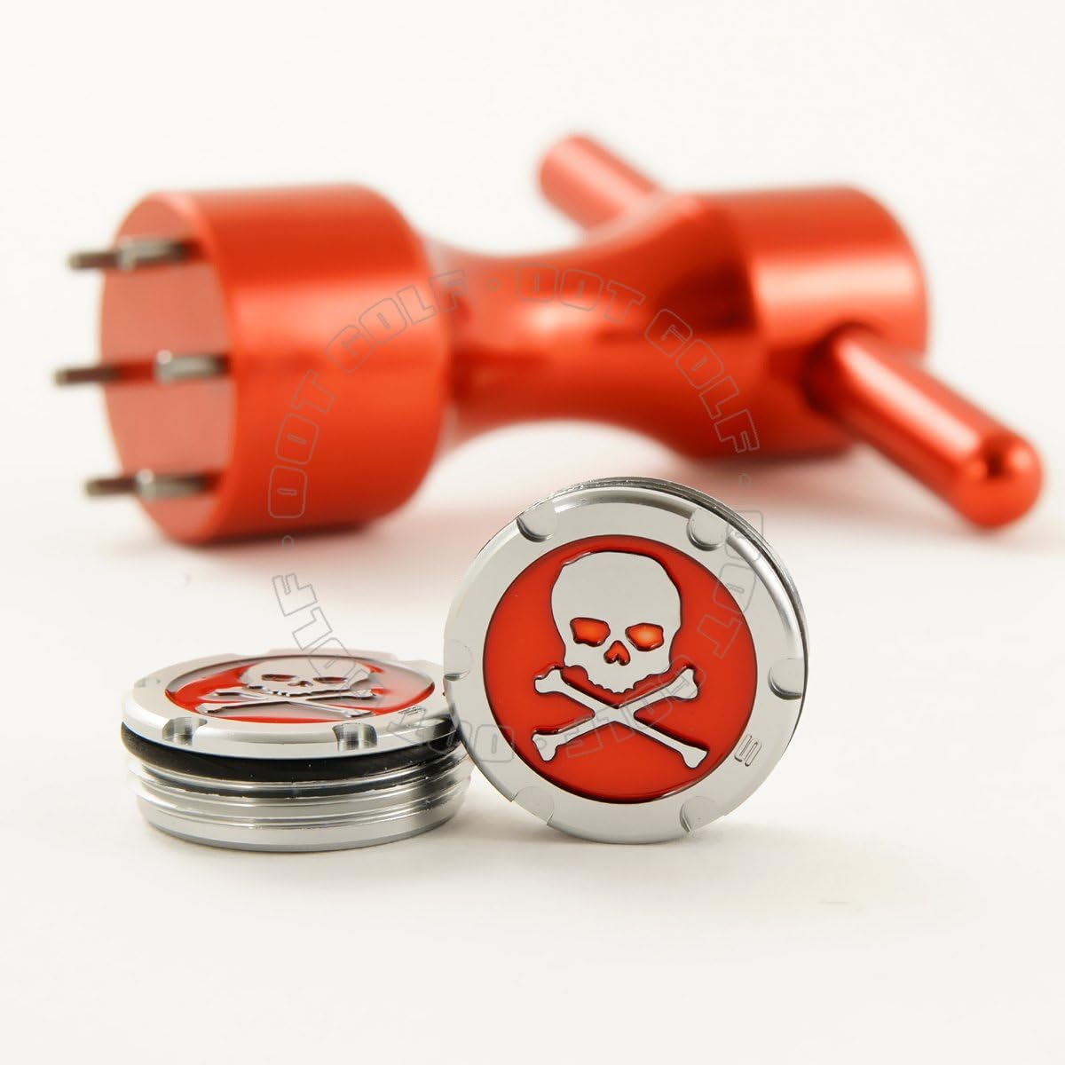 19th Hole Custom Shop 2 of 5g Deluxe Tour Style Weights for Scotty Cameron Putters + Wrench, Skull, Red