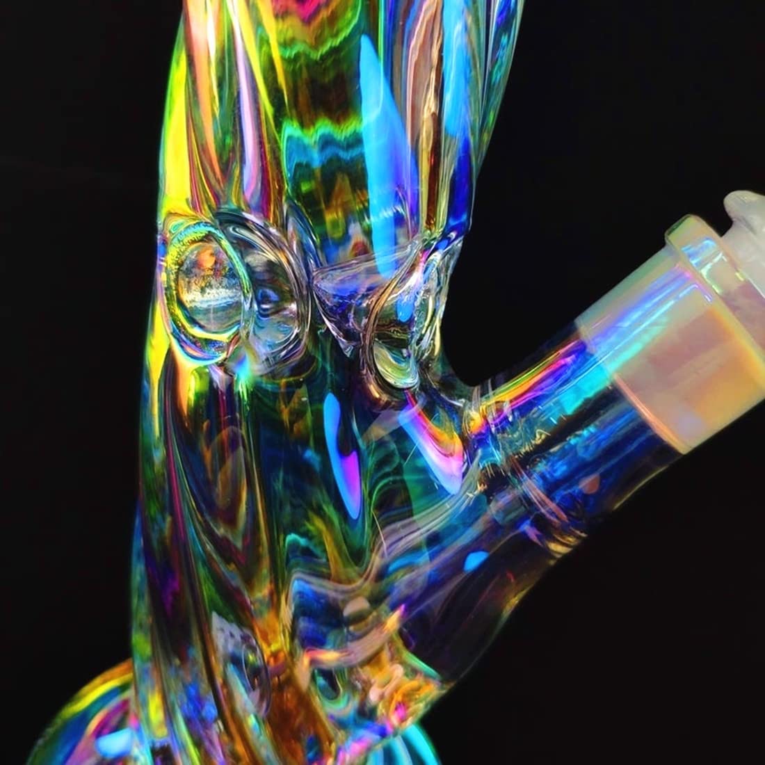 Noctilucous Pipe à eau en verre de 14 mm avec diffuseur de glace épais et percolateur de glace (D#)