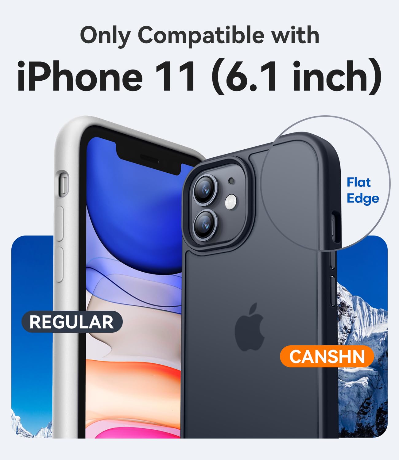 CANSHN Cover Opaca per iPhone 11, [Bordi Quadrati] Custodia Traslucida Opaca Protettiva Sottile Antiurto per iPhone 11 6,1 pollici - Nero