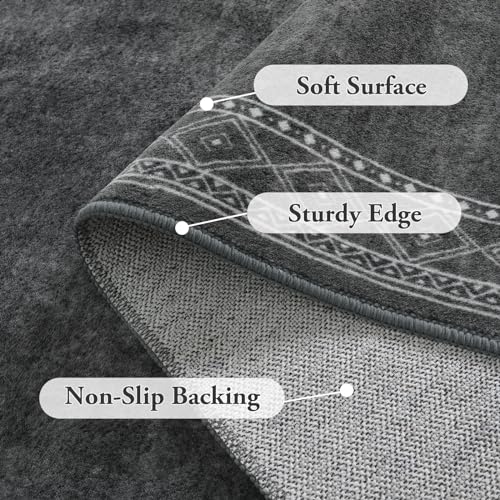 Image of Lahome Modern Bordered 2x3 Rugs for Entryway Bedroom, Gray Kitchen Rugs Non Slip Washable Ultra-Thin Indoor Door Mat for Entry, Soft Stain Resistant Throw Carpet for Laundry(2x3ft,Gray)
