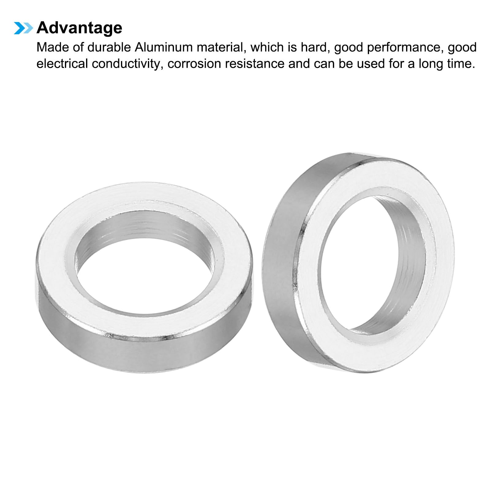 PATIKIL M10 Aluminum Spacers,10 Pcs Metal Spacer Aluminum Round 10.2mm ID x 16mm OD x 4mm L Thickness Aluminum Spacer Screw Standoff for 3/8" M10 Screw Bolt - Image 4