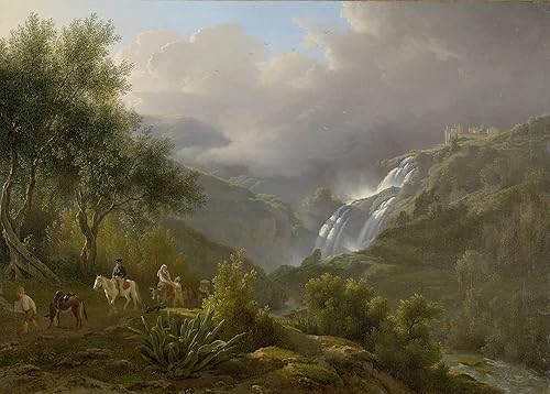 ArtDirect The Cascades at Tivoli, with a Storm Approaching (1824) 48x34 UnFramed Museum Art Print Poster Ready for Framing by Abraham Teerlink