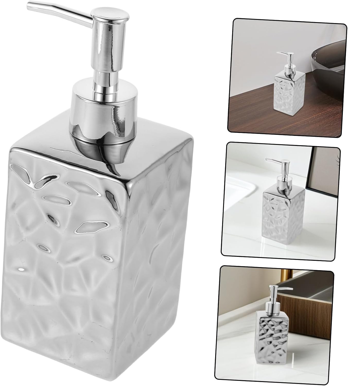 Decorative Lotion Dispenser Square Pump Bottle for Bathroom Refillable Shampoo and Conditioner Containers Elegant Design for Home and Spa Use