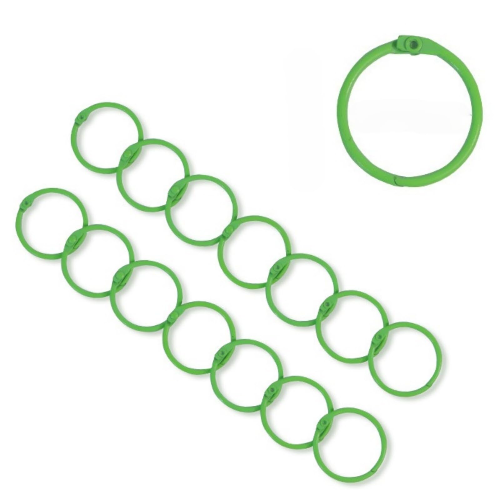 YDHSIKK Metal Book Rings, Pack of 40 Multicolor Metal Binder Rings, 1 Inch for Flashcards, Index Cards, Keychains(Green - 1Inch/25mm)